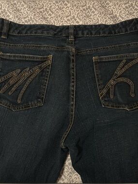 Michael Kors Dark Indigo Denim Jeans with Gold Stitching